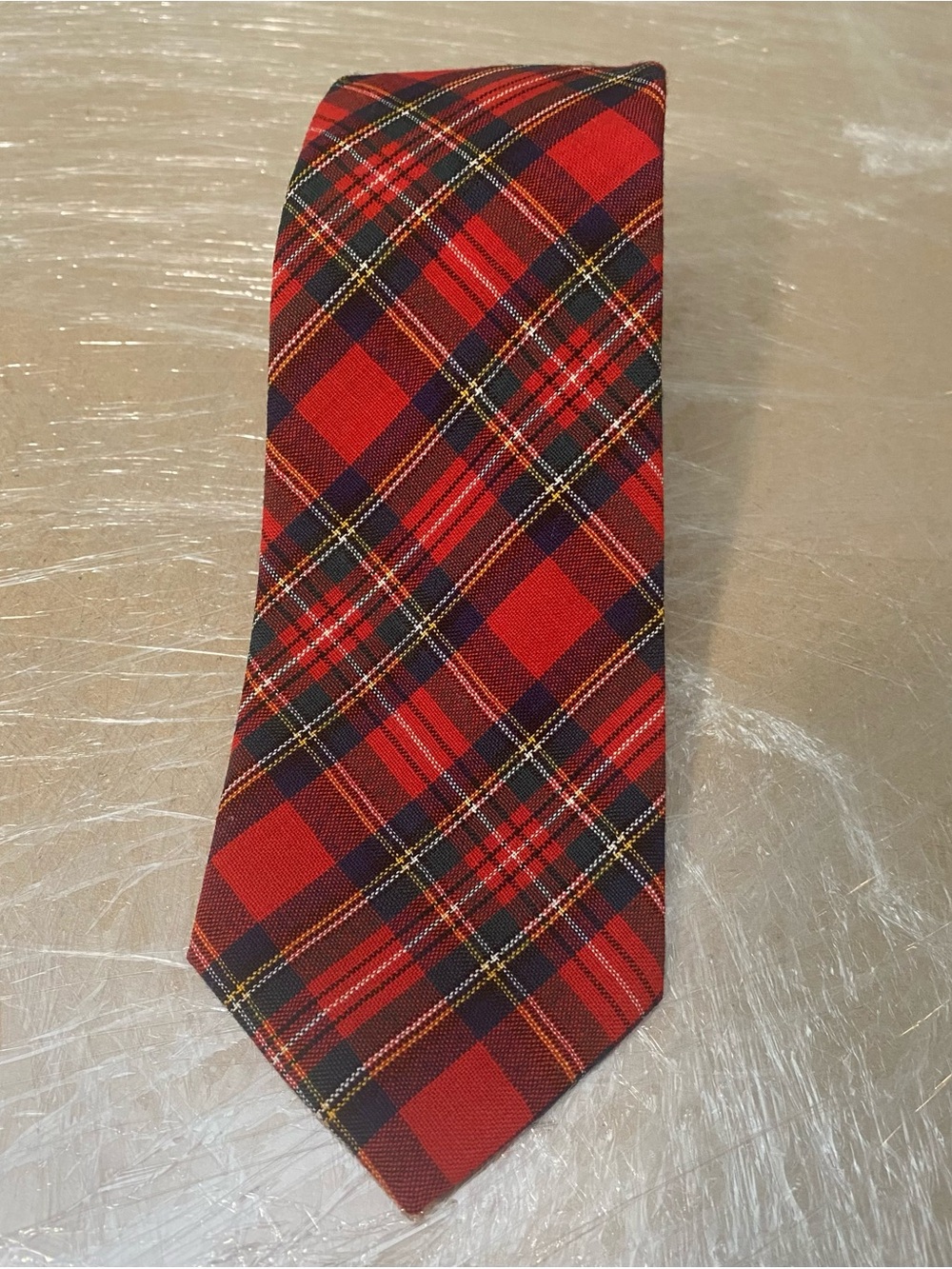 Pendleton Red Tartan Plaid Men's Tie with Navy and Gold Accents